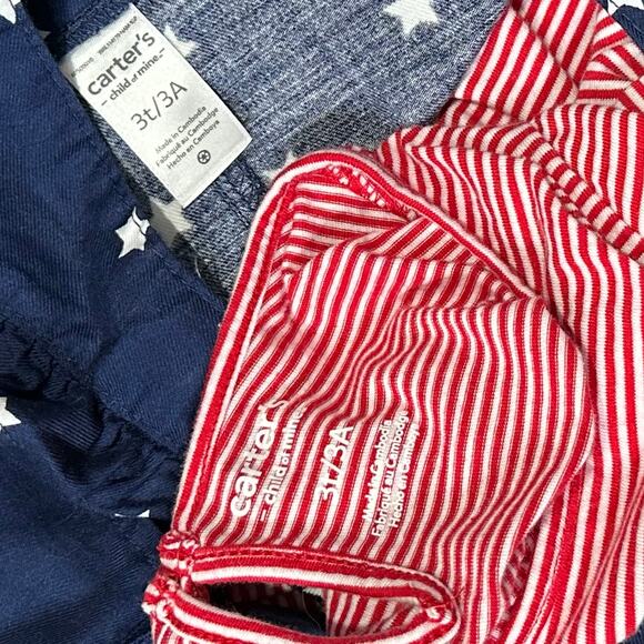 Carters Girls Patriotic Dress Set 3T Navy Stars & Red White Stripe USA Skirtall - Picture 6 of 6